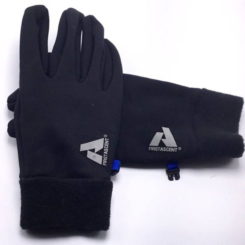 EDDIE BAUER FIRST ASCENT BLACK SKI GLOVES LIGHTWEIGTH FLEECE LINED TOUCHSCREEN